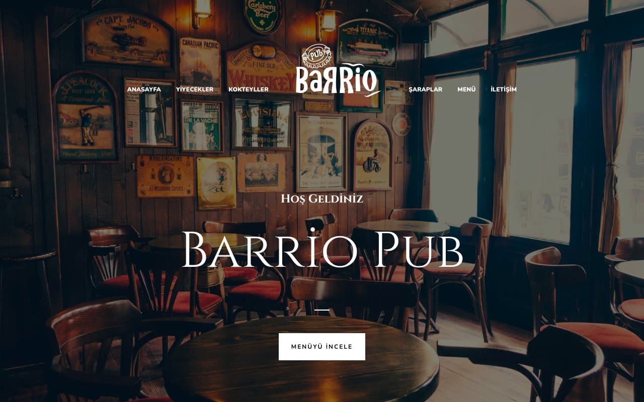 Barrio Pub sitesi önizlemesi