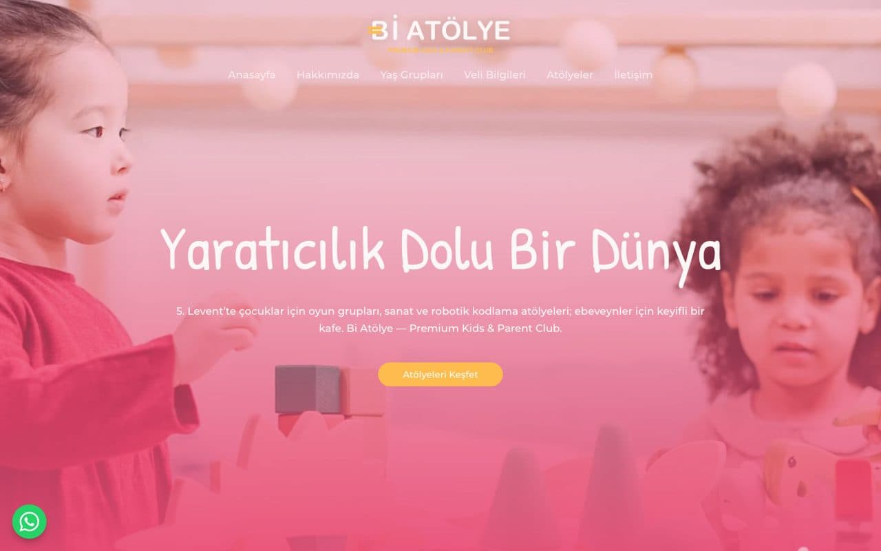 Bi Atölye & Cafe sitesi önizlemesi