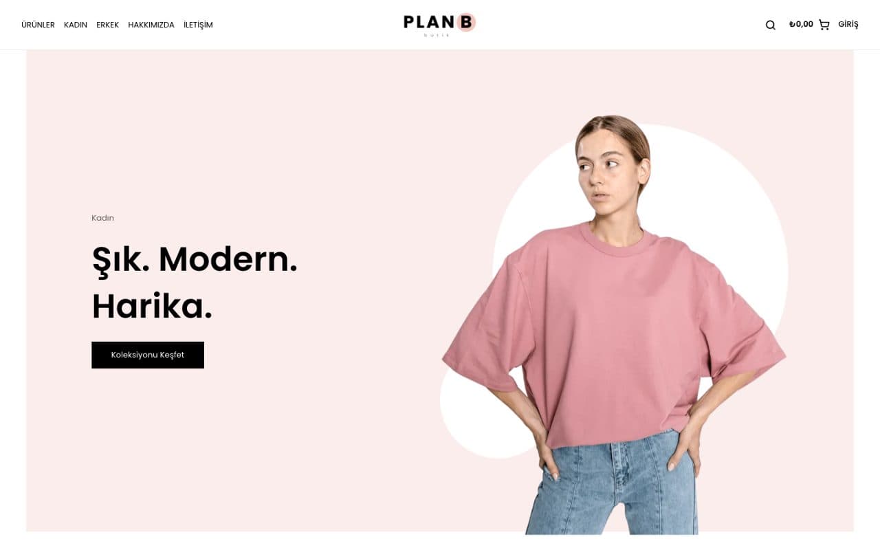 Plan B Butik sitesi önizlemesi