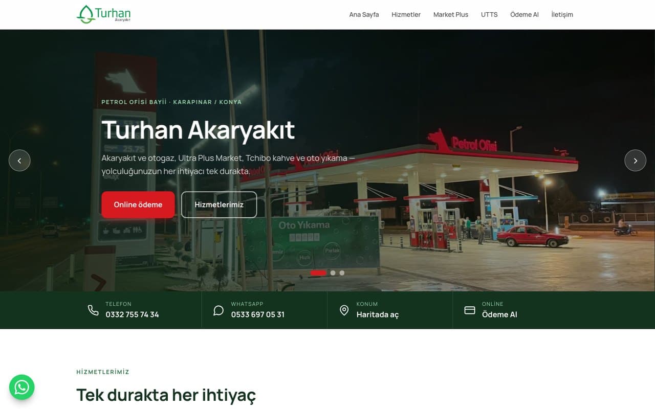 Turhan Akaryakıt sitesi önizlemesi
